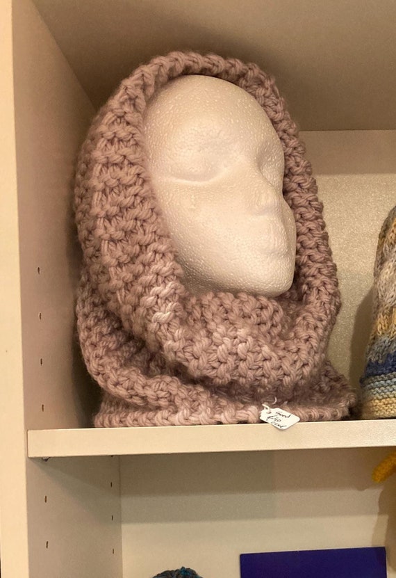 Snood, Cowl, HandKnit Warmer, soft pink, adjustable size snug and cosy, Made in Ireland