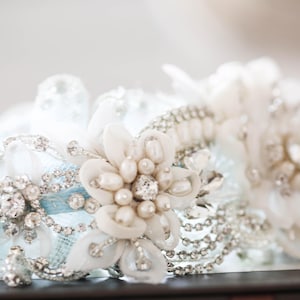 Bridal Garter Set, Something Blue Wedding Garter, Embellished wedding garter, Garter Set Blue - Style R114