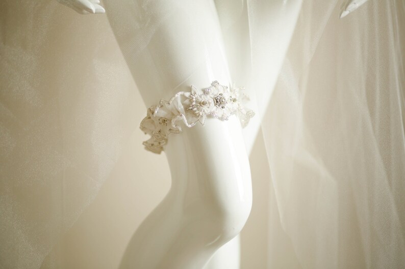 Heirloom Garters Custom bridal Garter Bridal Garter Set Wedding Garter Set Style Sunflower Beaded Bridal garter set Designer Garters