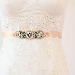 Emerald Green Belt, Green Wedding Sash, Bridal Belt Green, Pink Wedding belt and sashes, Style  R116