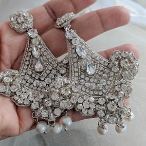 Large Bridal Earring, Extra Large Chandelier Wedding Earrings, Large Statement Bridal Earrings, Style E1912