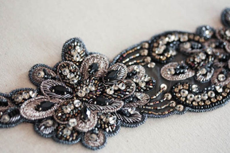 Black Dress Belt Beaded Wedding Sash Belt in Black Color Etsy