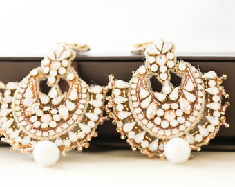 Gold Statement Bridal Earrings, Wedding Earrings Gold, Custom Bridal Earrings, Bridal Earrings Drop, Earring for Bride,  Style E08