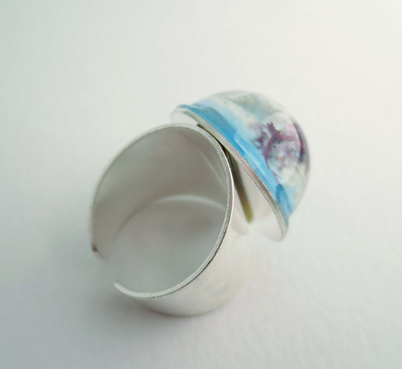 Ocean Ring Seashell Real Seaweed Resin Turquoise Ocean Lover Etsy