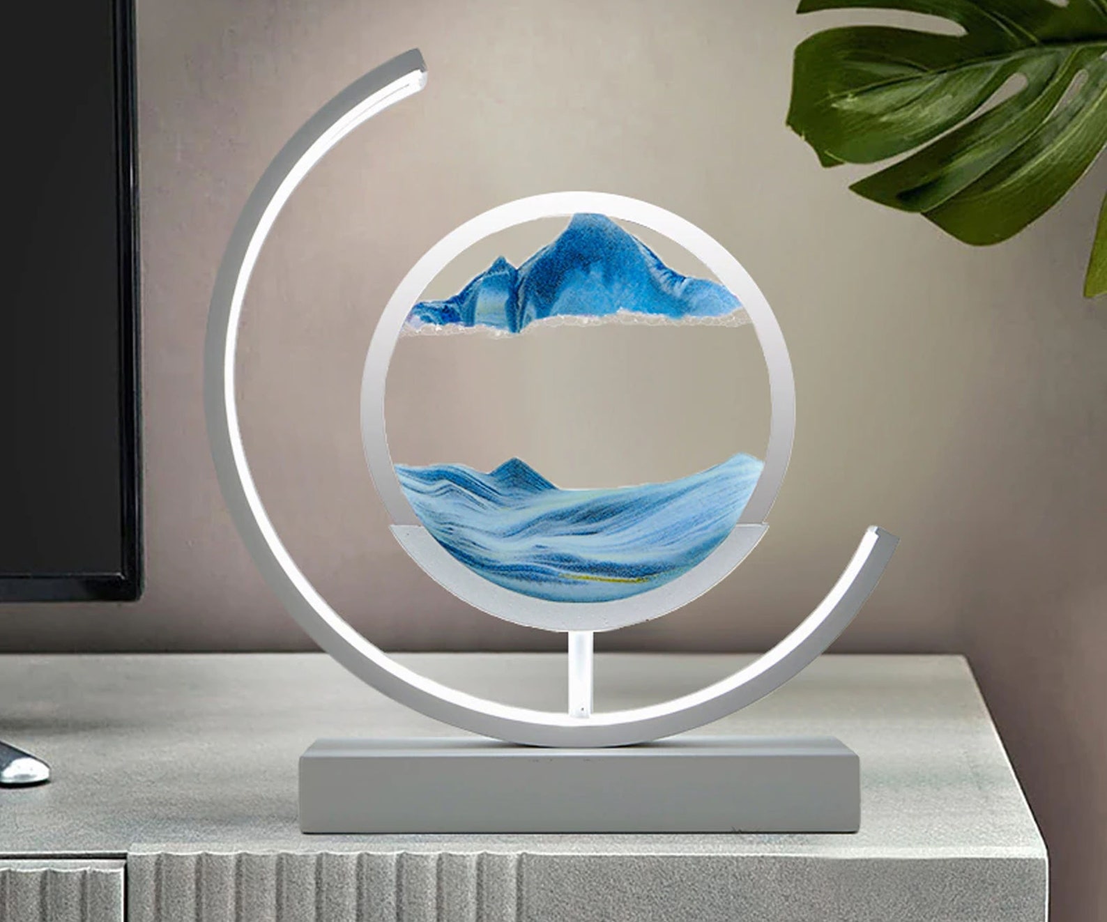 LED Remote Control Bedside Table Lamp 3D Quicksand Art Sand Etsy