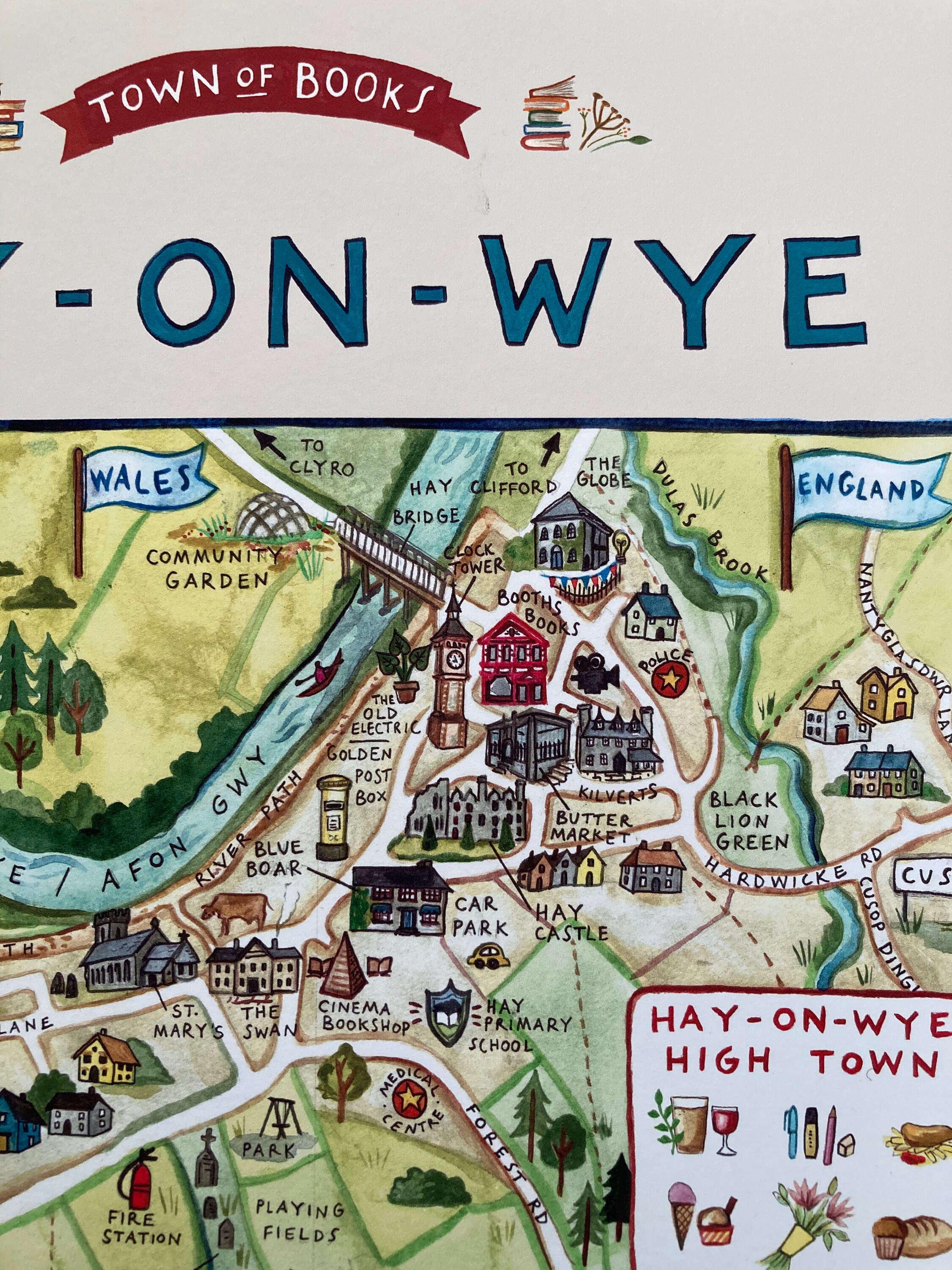 Art Print Hay on wye Map Wales UK Etsy Art Print Hay on wye Map Wales UK Etsy