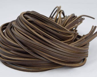 Dark Brown Full Grain Leather 3.5mm Square Shoe / Boots Laces Thongs Extra Strong 180cm long One Pair Leather cord leather thonging