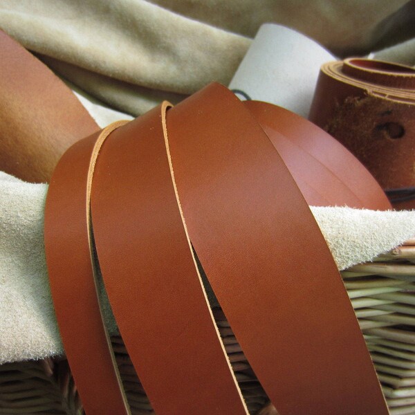 127cm long 2 to 2.4mm thick saddle tan full grain cow hide leather strap veg tan various widths leathercraft project suspenders collar hat