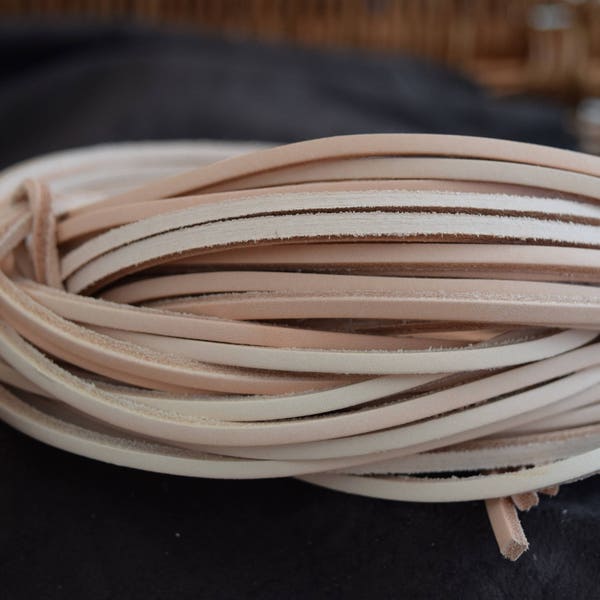 Natural Leather 3.5mm Square Shoe / Boots Laces Thongs Extra Strong 180cm Extra long. One Pair.