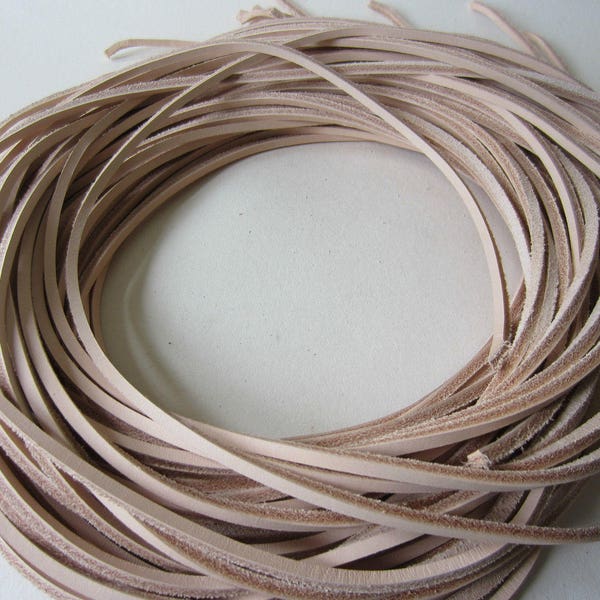 Natural Leather 5mm x 7mm Laces Thongs Extra Strong 120cm long. One Pair. Leather thonging. Braiding. Lacing. Full Grain Veg Tan Leather