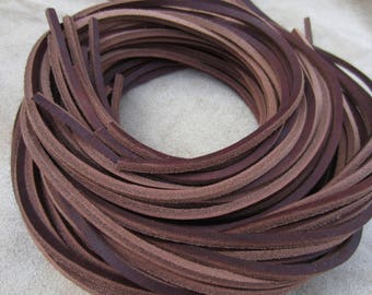 Dark Brown Full Grain Leather 3.5mm Square Shoe / Boots Laces Thongs Extra Strong 120cm long. One Pair.