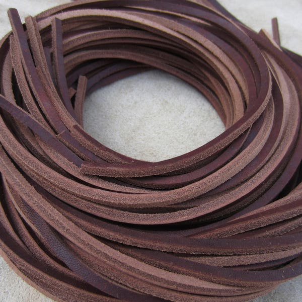 Dark Brown Full Grain Leather 3.5mm Square Shoe / Boots Laces Thongs Extra Strong 120cm long. One Pair.