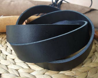 75" Extra Long Black 3.3mm - 3.7mm thick Real Cowhide Leather Strap various widths for leatherwork belt blank bag handles repairing