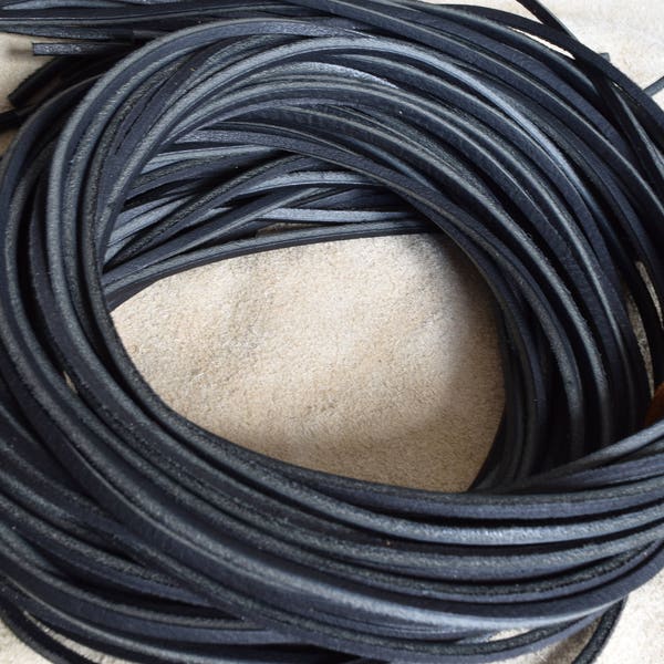 Black Full Grain Leather 3.5mm Chaussure carrée / Bottes Lacets Strings Extra Strong 180cm de long One Pair Leather cord leather thonging