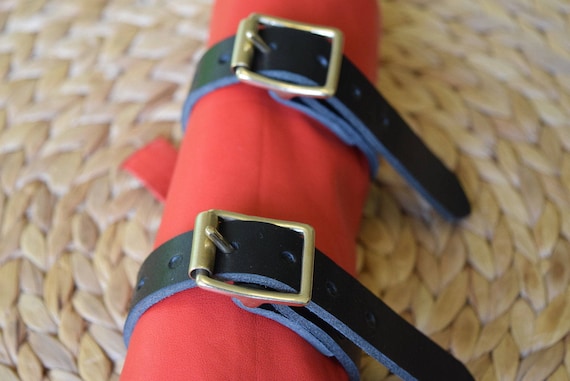 UTILITY STRAP REAL LEATHER 25mm 1/" HEAVY DUTY NICKEL BUCKLE VARIOUS LENGTHS