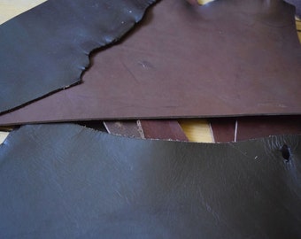 Rundleer stukken OFFCUTS 3-3,5 mm dik Lederen ambacht, donkerBRUIN Kleur, reparatie, overblijfsel, reliëf, stempelen, project upcycling