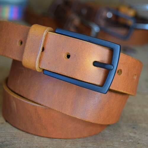 Men's Leather BELT Gift 30mm wide Saddle Tan colour Handmade Full Grain Leather with Buckle Classic Casual made in UK Trousers Belt