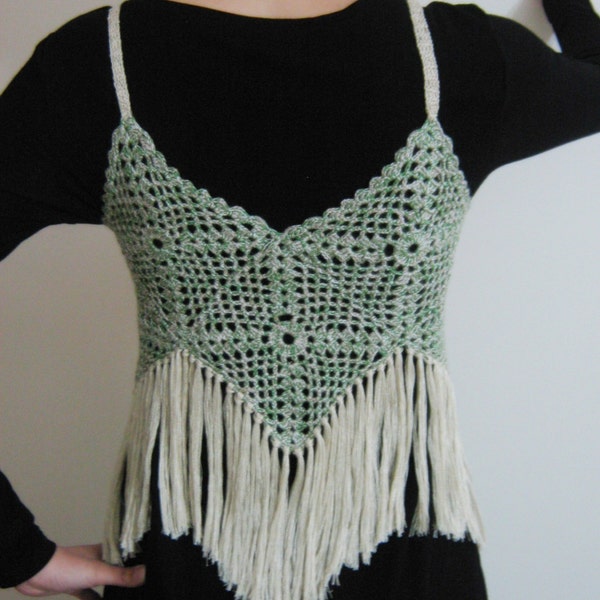 Crochet Fringe Waistcoat / Crochet Cotton Vest...