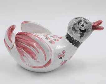 Canard de poterie italienne - Grenouille de fleur - Plat d'oiseau - Italie - Céramique moderne du milieu du siècle - Vase en brique de fleur