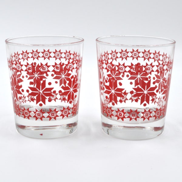 Ikea Godis Christmas Vinter Glasses with Red Stars - Set of 2 - Juice tumbler - 8 oz/250 ml