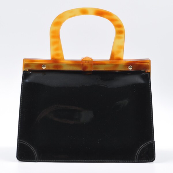 Sac De Soirée Vintage En Lucite écaille De Tortue - Made In France, Années 1950 - Occasion
