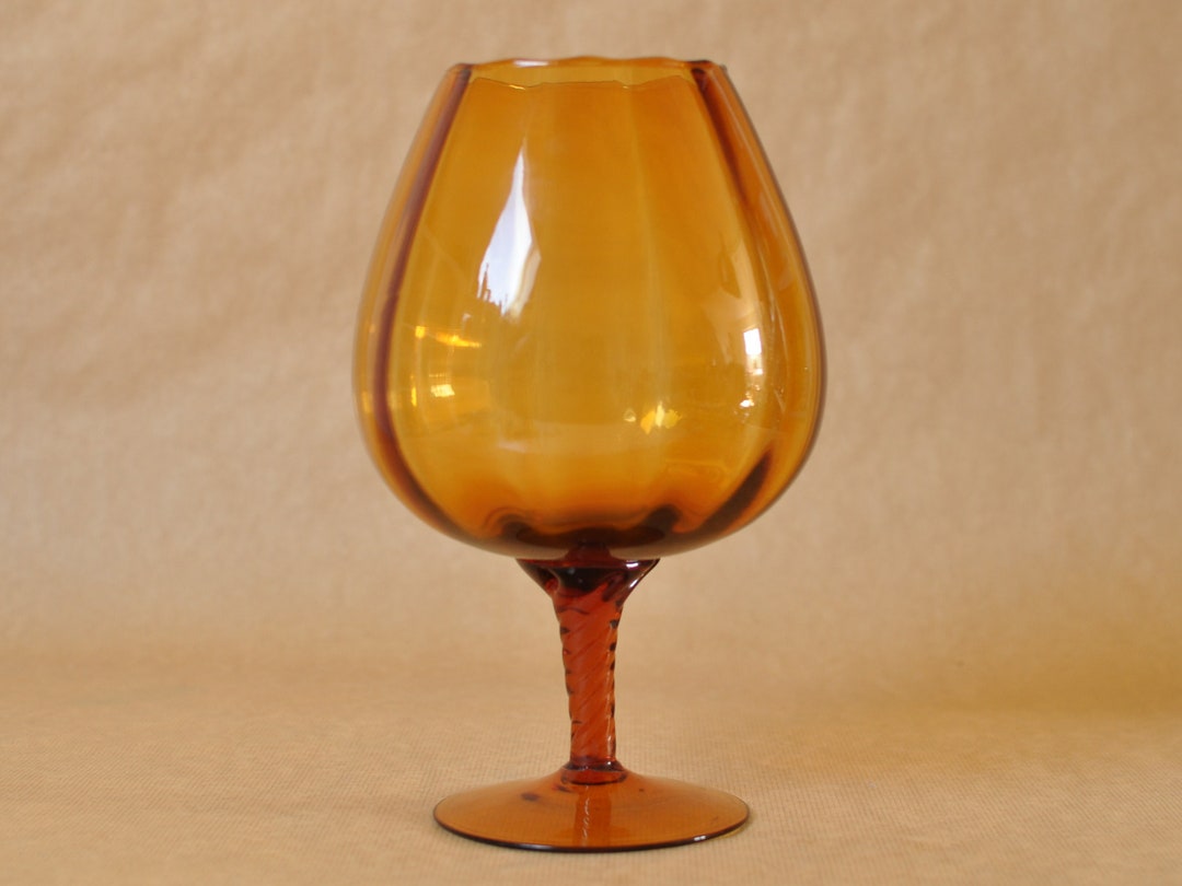 Large Empoli Vase Brandy Snifter Amber Balloon Shaped Etsy