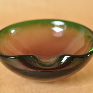 Murano Sommerso Purple and green Geode Bowl - organic Italian Murano glass ashtray - Flavio Poli