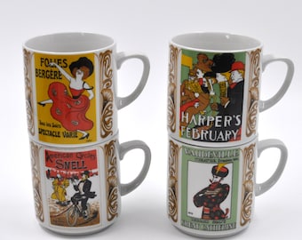 Mugs Art nouveau Monopoli - Folies Bergère - Vaudeville - Vélos - Harper's - Tasse à café ou à thé