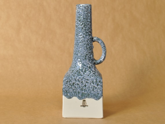 ES Keramik Fat Lava Vase West German Pottery Chimney Vase White  