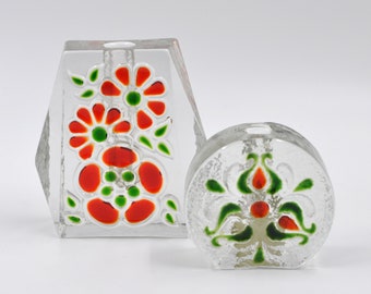 Walther Glas - Solifleur - Heiner Düsterhaus - Verre allemand vintage - Op Art - Vase tige bourgeon