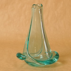 Frantisek Zemek - turquoise art glass vase with swirl for Zelezny Brod ZBS - sklo Czech