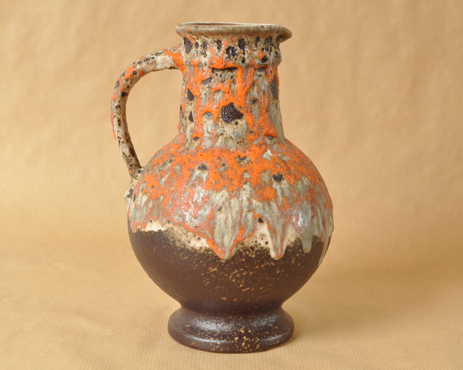 Uebelacker U keramik fat lava vase large orange brown vase Uebelacker U keramik fat lava vase large orange brown vase