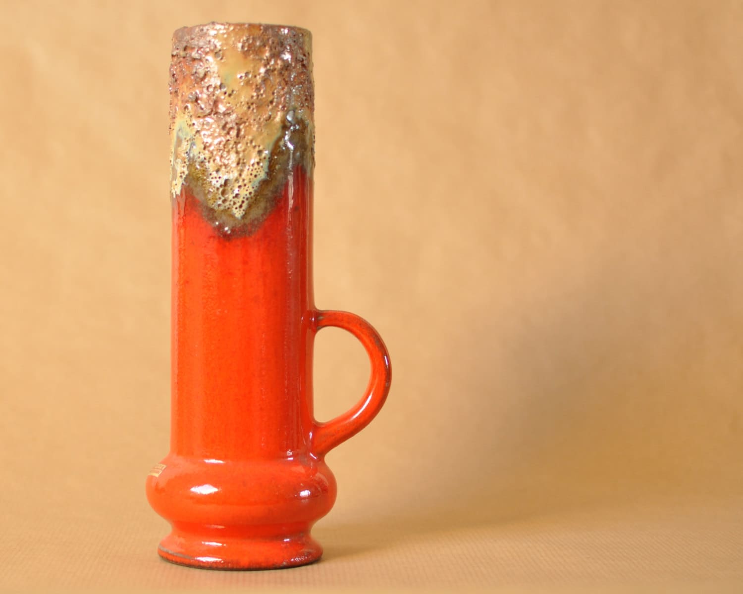 Roth Keramik - Large Orange Fat Lava Vase - West German Pottery