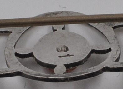 Vintage Silver Art Deco Brooch With Coral Cabochon