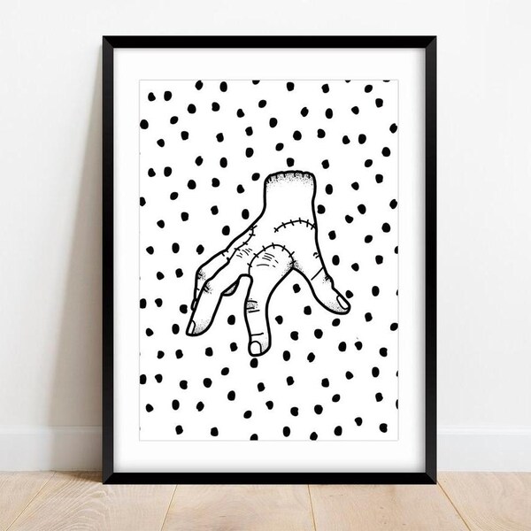 Impresión de Thing / Impresión de la familia Addams de los miércoles / Impresión monocromática sin marco / Arte de pared / Póster / Regalo / Familia / Tipografía / Decoración del hogar