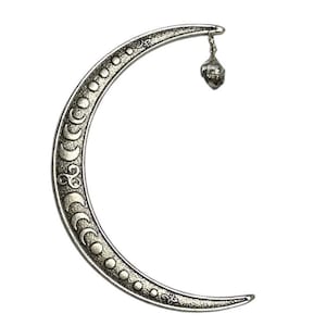 Sichelförmiger Mondphasen-Haarstab mit Herkimer-Diamant in antiksilber. Göttin Zubehör.