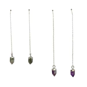 Diamantslipad kabelkedja i sterlingsilver med pendelörhängen och små ädelstensspetsar.