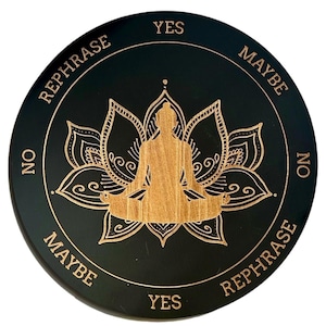 Tablero de péndulo de madera con placa de energía de adivinación de diosa budista de loto, tablero de meditación curativa, altar metafísico