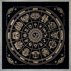 Cuadro astrológico de las constelaciones del zodíaco, mantel de altar para adivinación. Cuadrado de 45 x 45 cm.