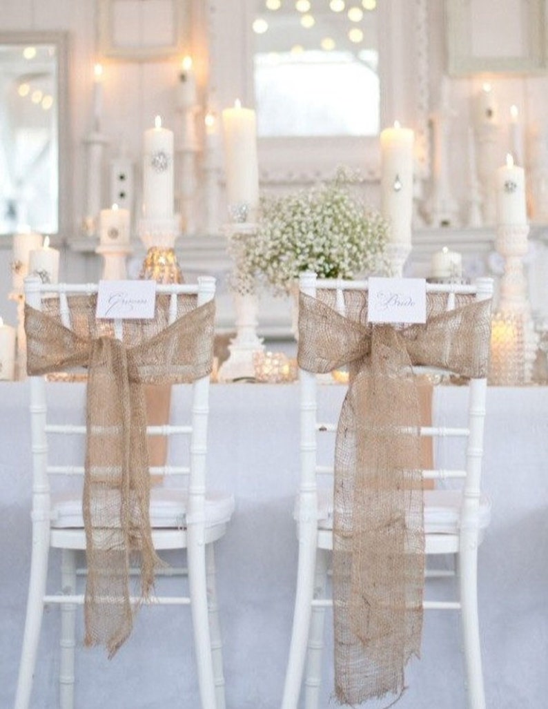 Wedding Ceremony Chair Bows Church Pew Ends Hessian Natural Jute Complete Roll 25m X10cms Perfect For Rustic Country Garden Wedding Theme