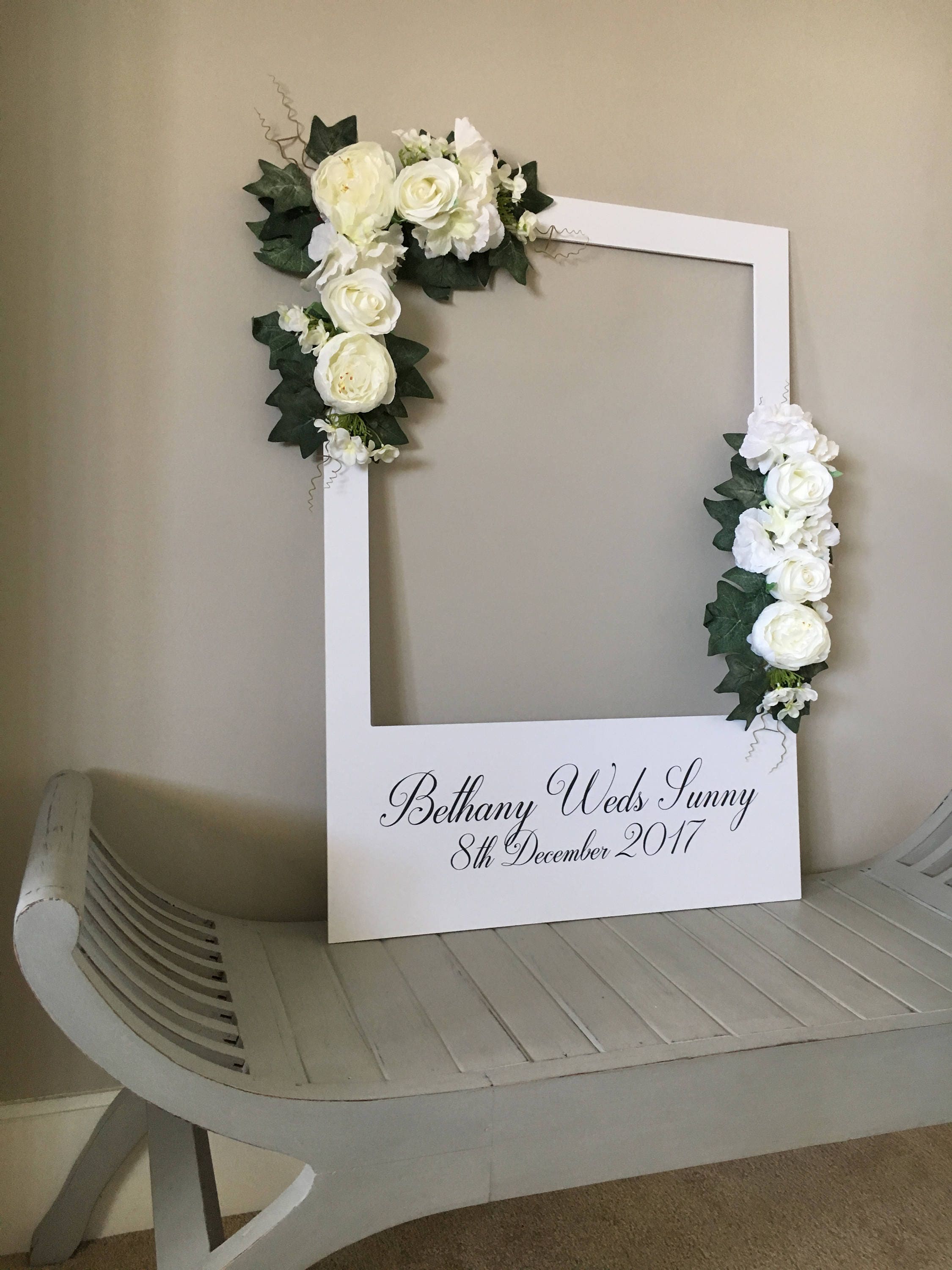 Wedding floral personalized selfie frame Instagram facebook Etsy