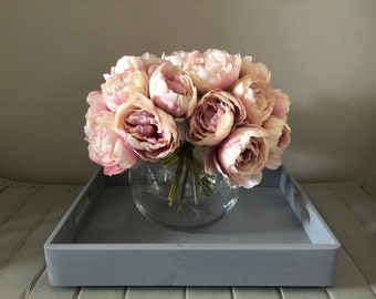 Artificial blush pink peonies x1 bunch flower display bouquet faux silk peonies floral home decor Mrs Hinch inspired realistic last forever