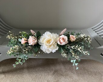 Rustic Artificial Wedding floral swag garland décor 65cmsx 23cms for Welcome sign Easel or table planner centrepiece roses & peony flowers