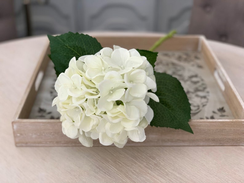 x1 stem Artificial faux ivory off white hydrangea head flower silk floral Spring vase décor Mrs Hinch inspired realistic best quality faux image 3