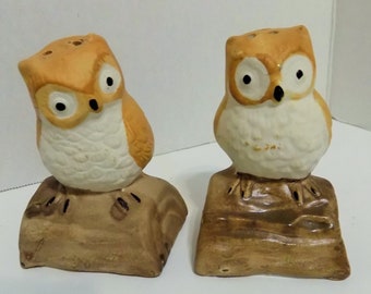 Ceramic Owls Birds Salt & Pepper Shakers