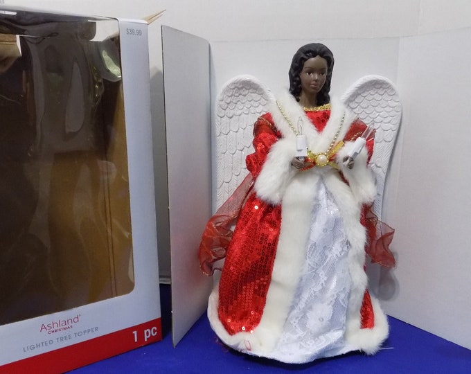 Black Angel Tree Topper With Lights 