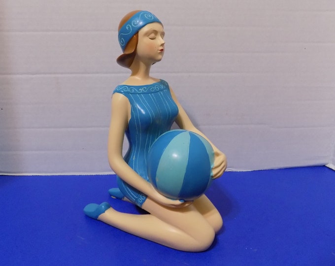 NEW Bathing Beauty Beach Lady Figurine Miami Beach Art Deco Style Etsy