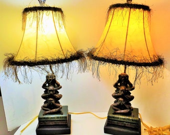 vintage monkey table lamp