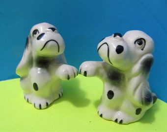 Vintage Ceramic Dogs Salt & Pepper Shakers