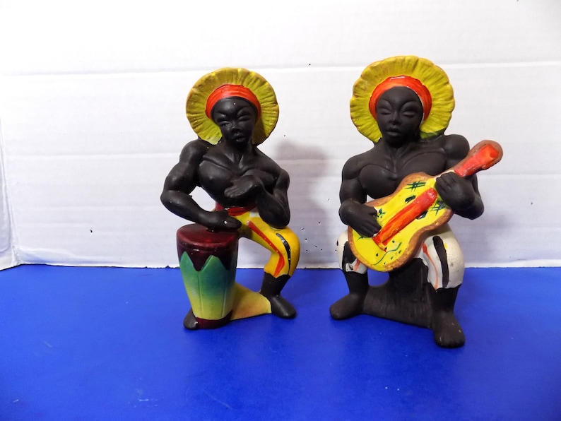 Vintage African Black Caribbean Island Calypso Musicians Salt & Pepper ...